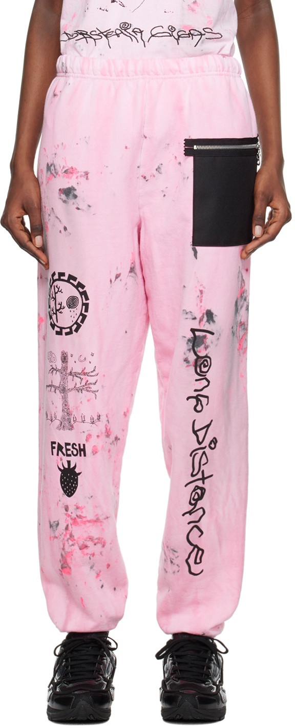 Westfall Pink Smudged Lounge Trousers In Dirty Pink