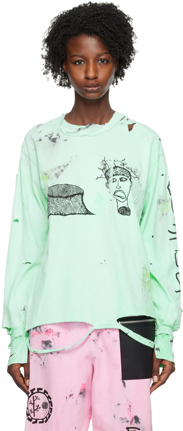 Westfall Green Equal Loss Long Sleeve T-shirt In Dirty Mint