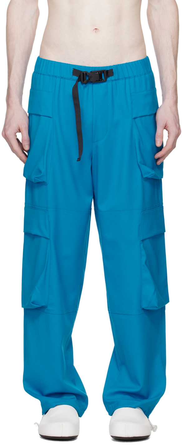 Shop Bonsai Blue Belted Cargo Pants In Azure