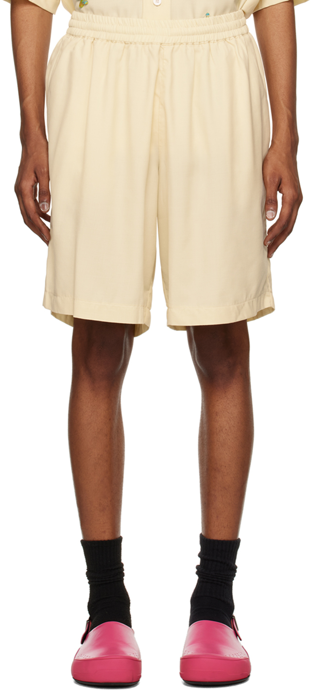 Shop Bonsai Off-white Basket Fit Shorts In Ivory