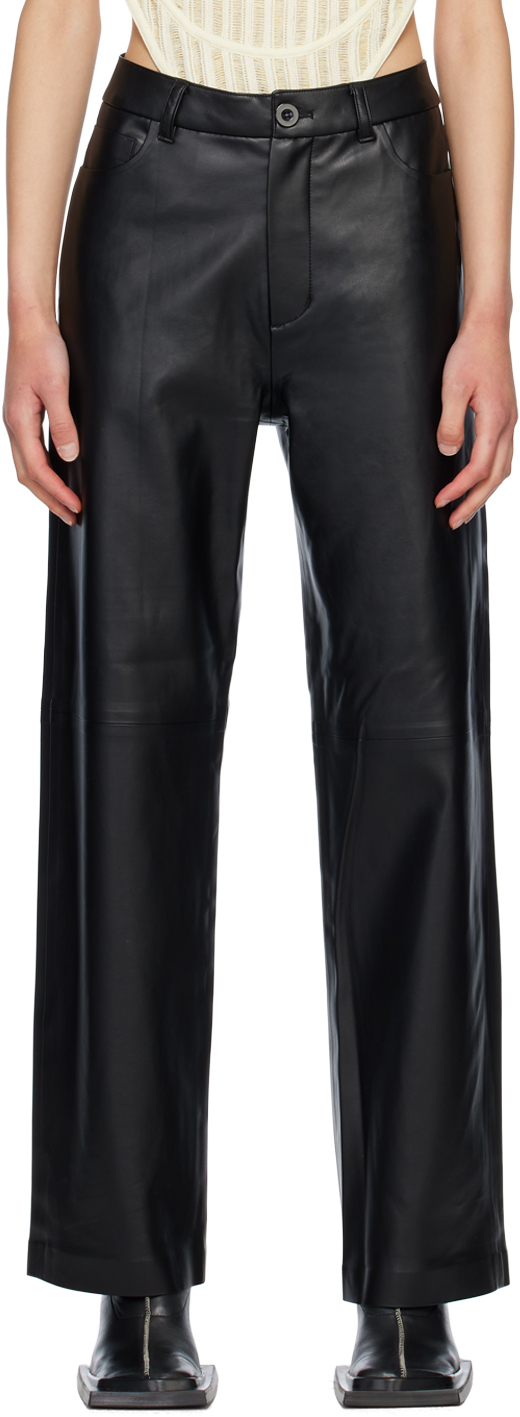 Holzweiler Black Neptune Faux-leather Trousers In 1051 Black