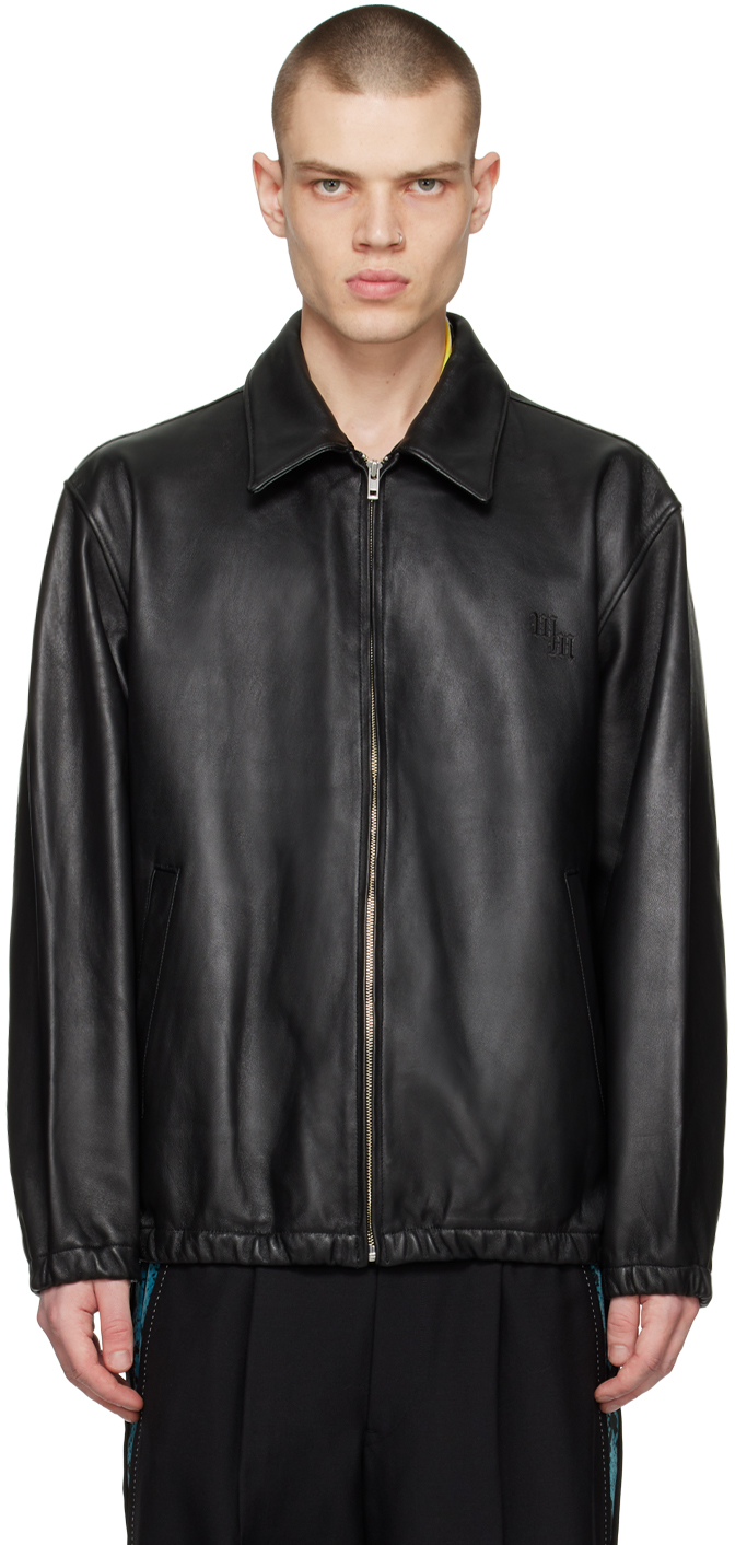 WACKO MARIA: Black Zip Leather Jacket | SSENSE