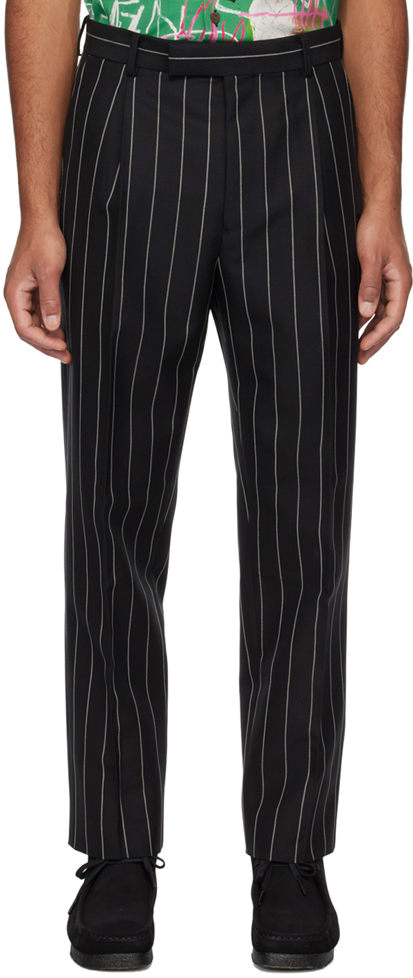 Black Pleated Trousers by WACKO MARIA on Sale