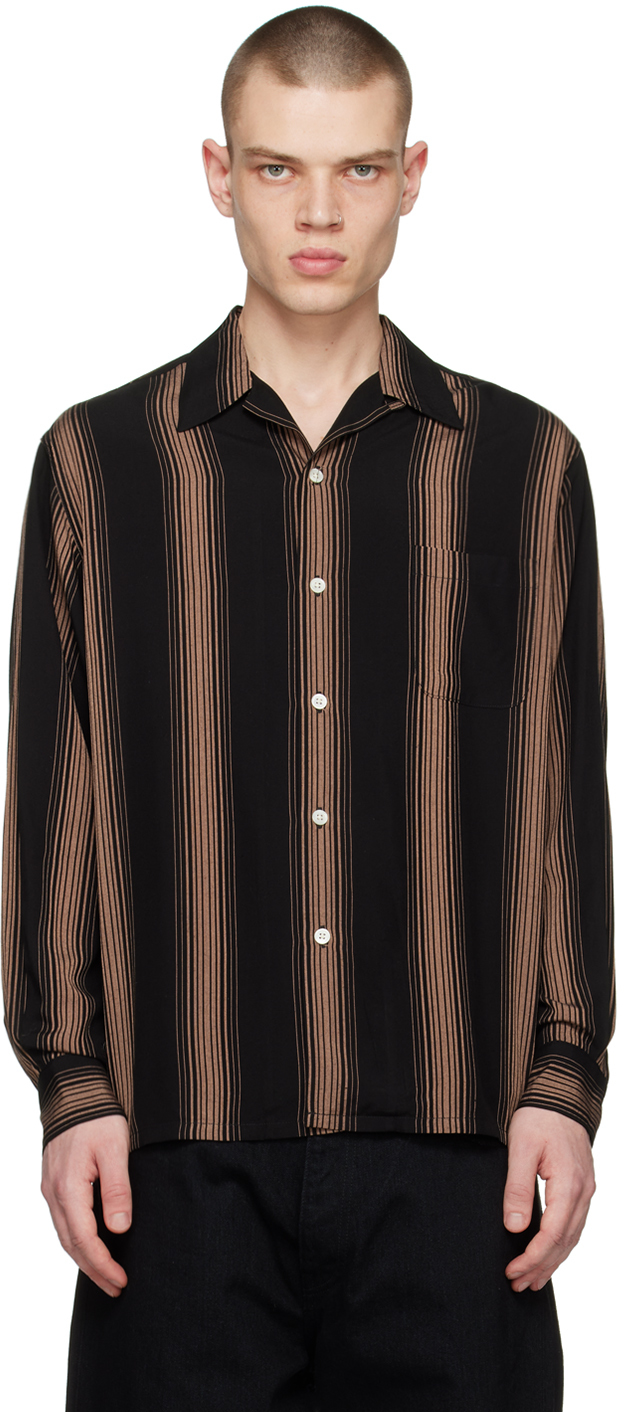 Black Striped Shirt by WACKO MARIA on Sale