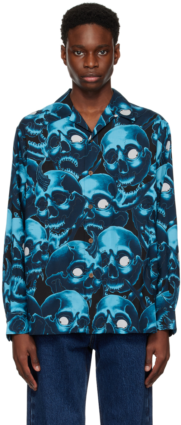 WACKO MARIA: Blue 56 Tattoo Studio Edition Graphic Shirt | SSENSE