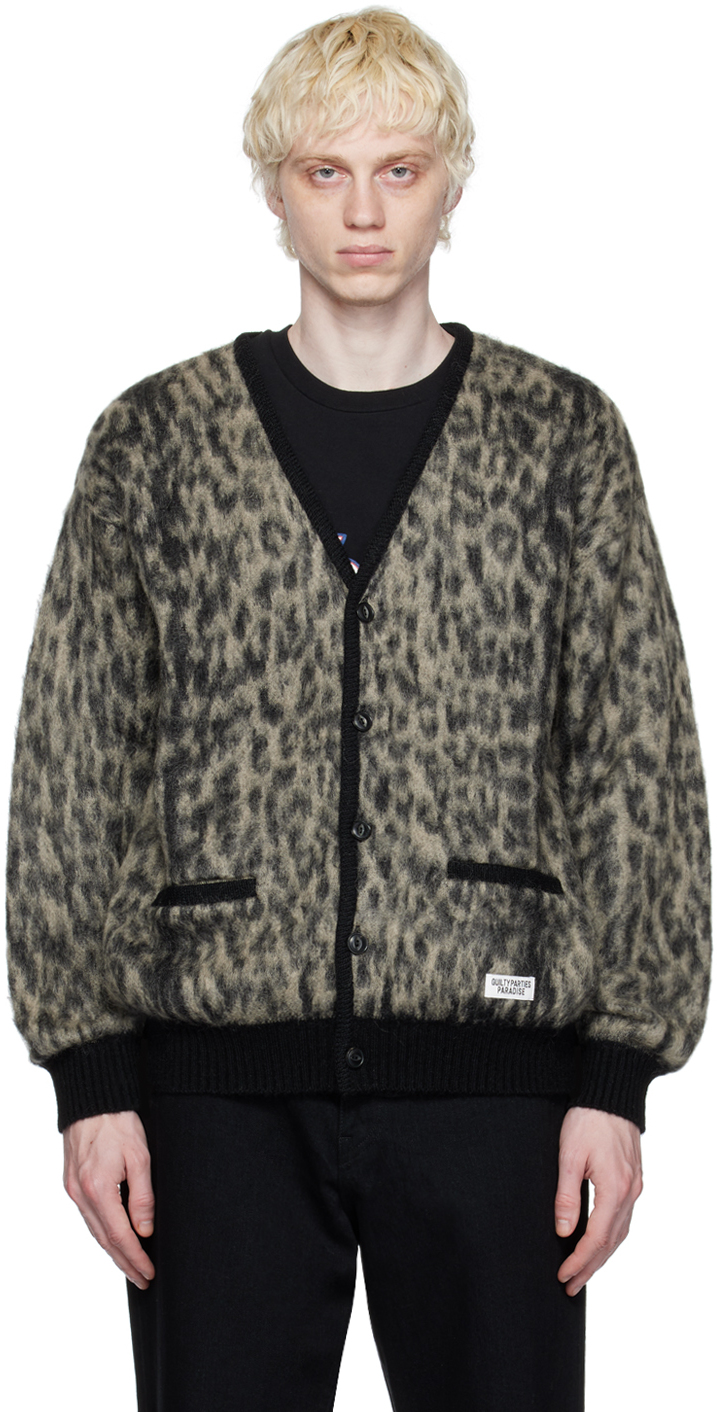 Beige Leopard Cardigan by WACKO MARIA on Sale