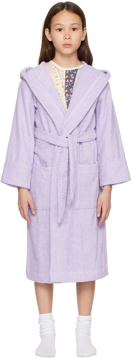 Tekla Kids Purple Hooded Bathrobe In Lavender