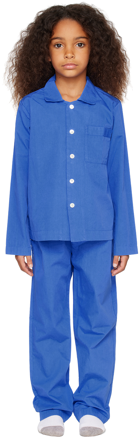 Tekla Kids Blue Pyjama Set In Royal Blue