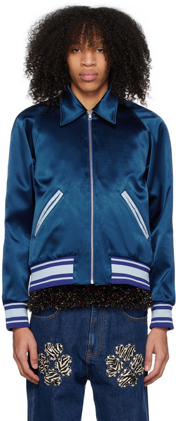 BLUEMARBLE Blue Varsity Reversible Bomber Jacket