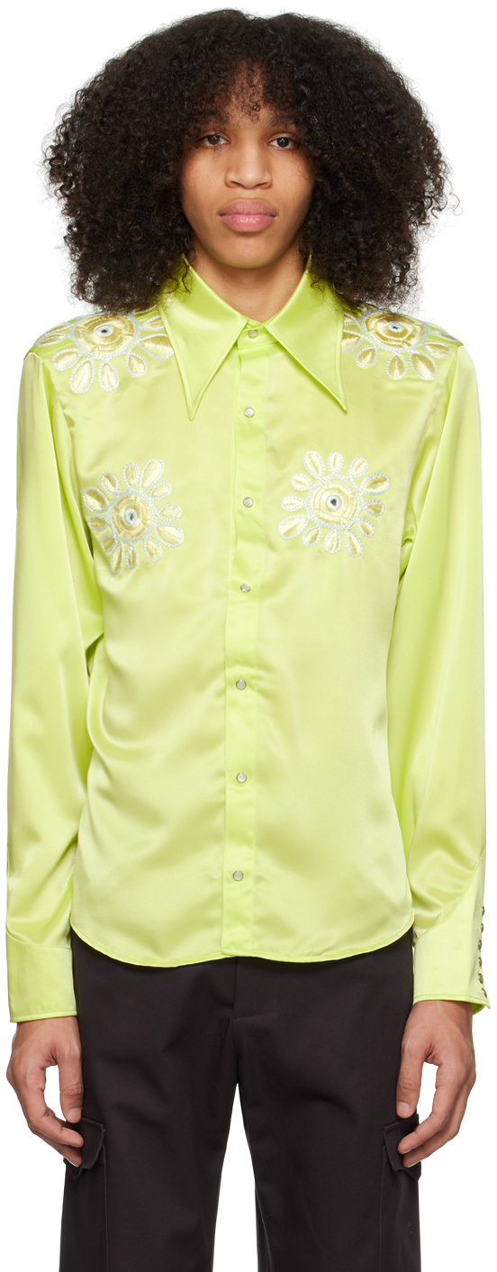 Bluemarble Green Embroidered Shirt In Lim