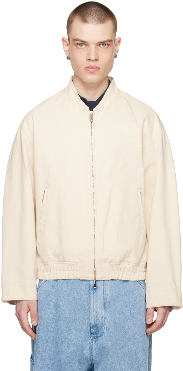 Emporio Armani Off-white 'l'amour' Denim Jacket In Bianco Caldo