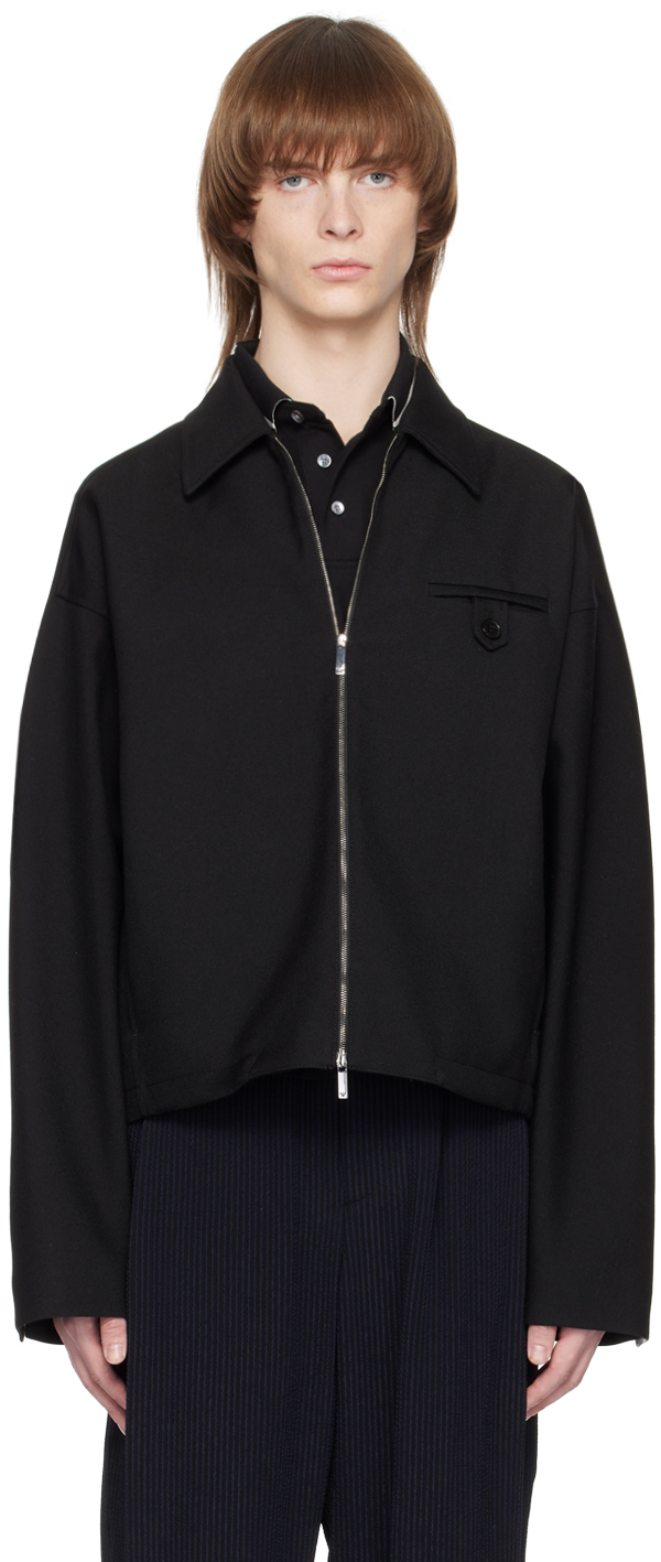 Emporio Armani Black Zip Jacket In Nero