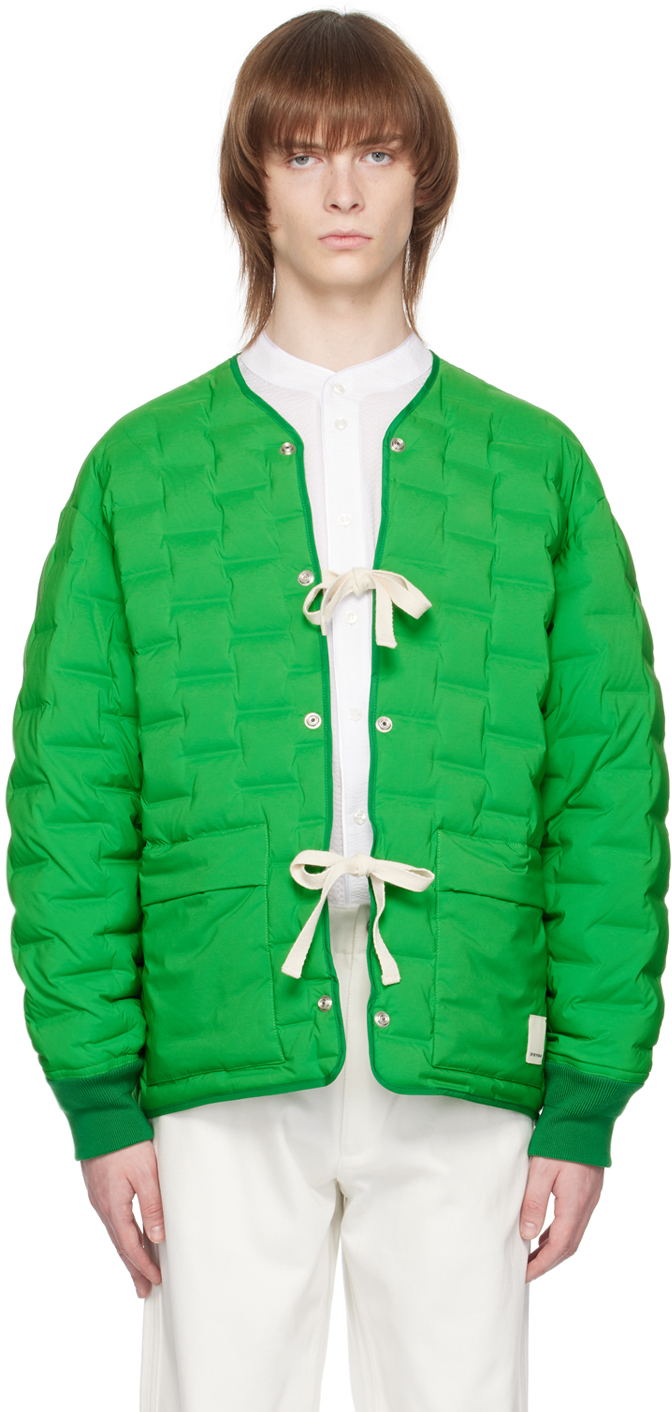 Emporio Armani Sustainable Collection Down Jacket With Recycled Satin And Padding In Green