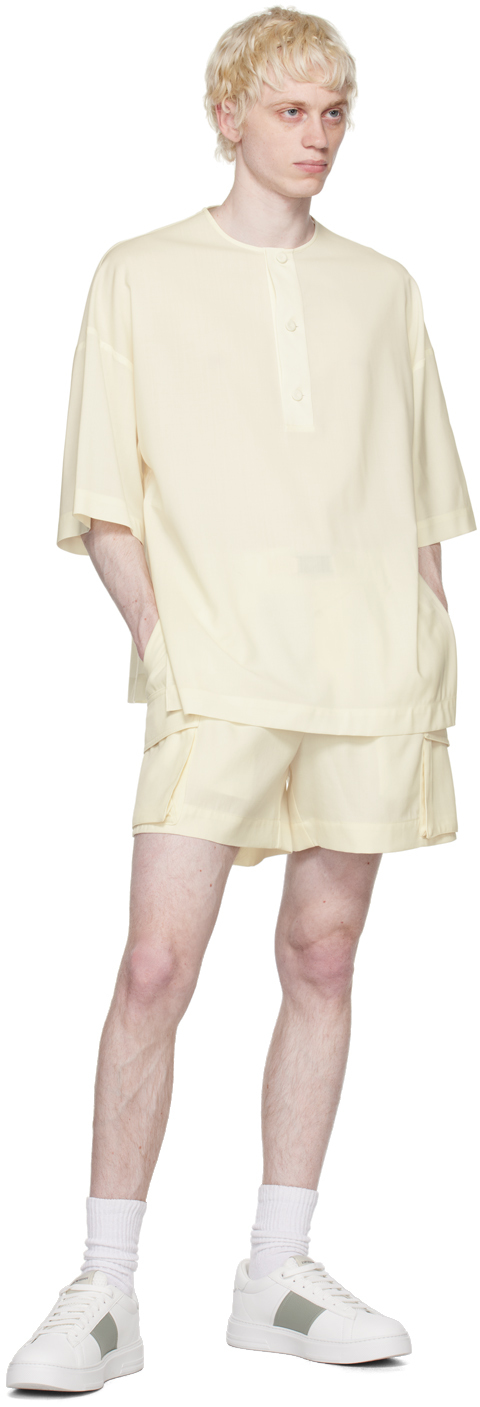Emporio Armani Off-white Press-release Shorts In Bianco Panna