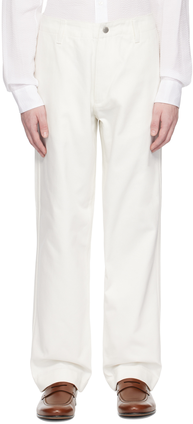 Emporio Armani: White Bull Trousers | SSENSE Canada