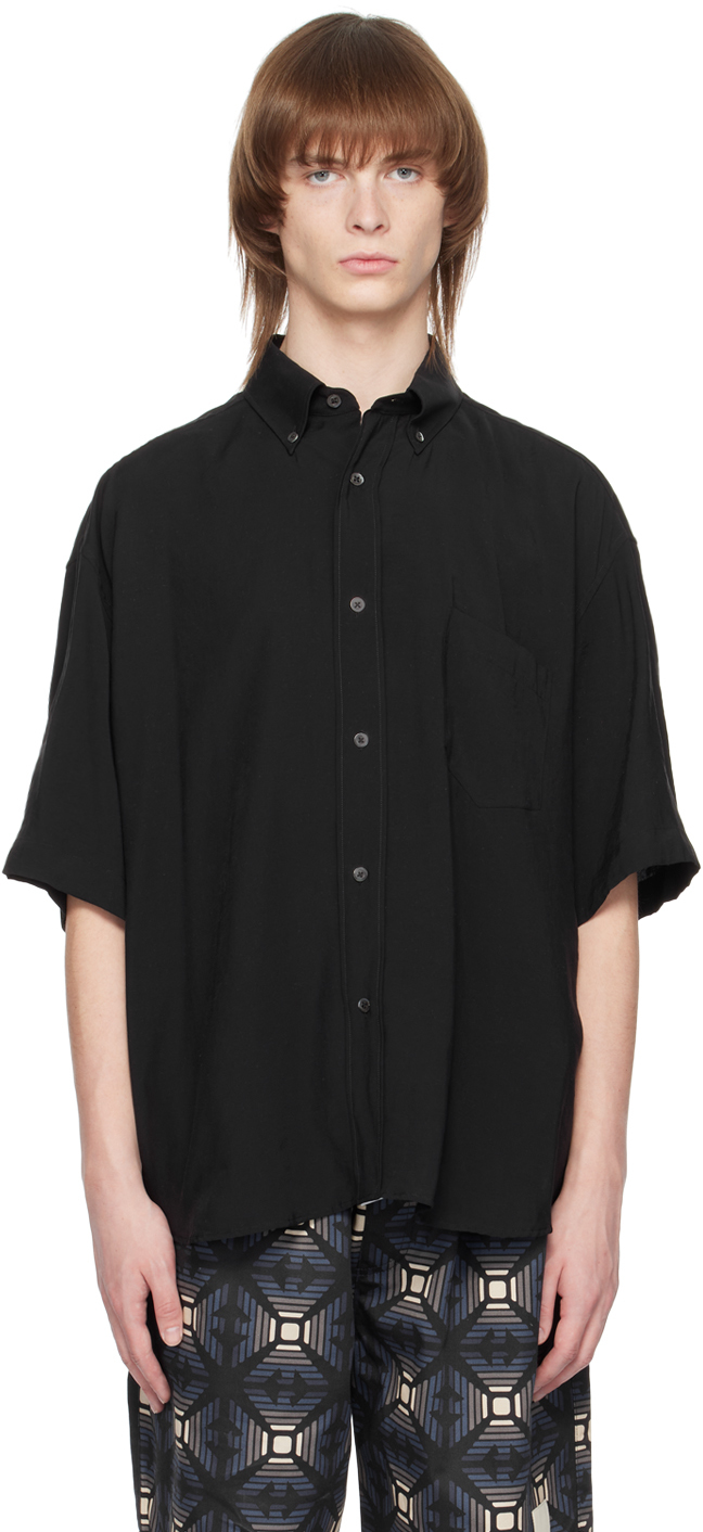 Emporio Armani Black Semi-sheer Shirt In Nero