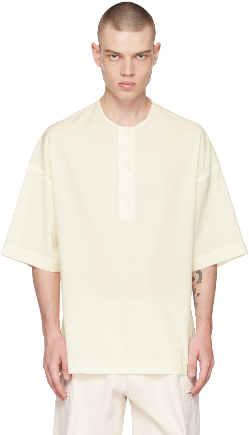 Emporio Armani Beige Vented T-shirt In Bianco Panna