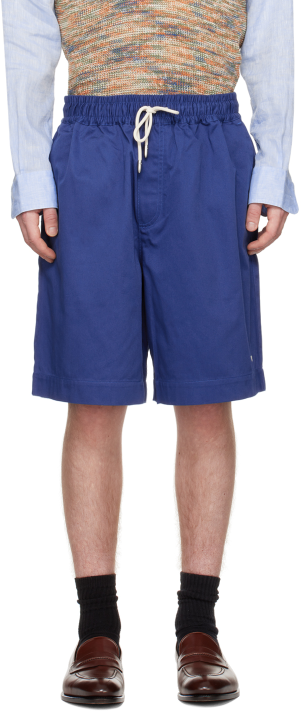 Shop Emporio Armani Blue Oversized Shorts In Oceano