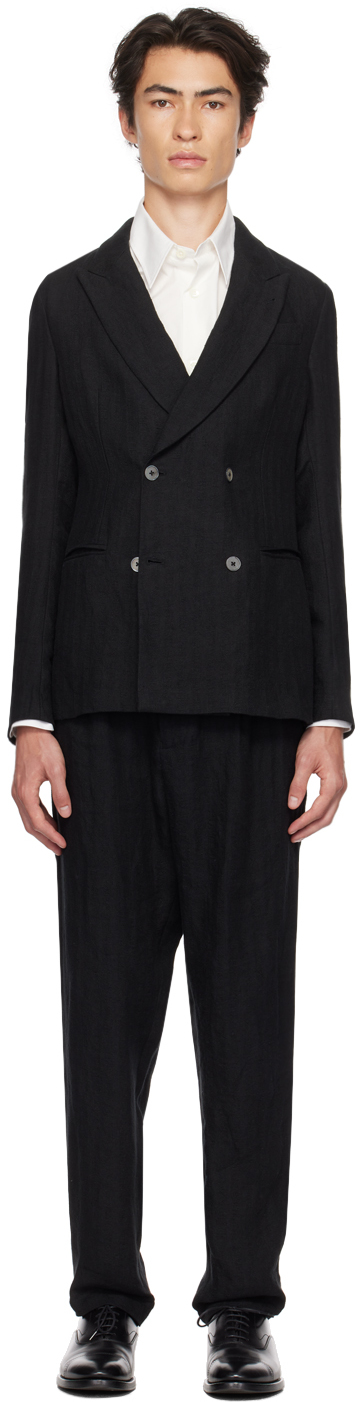 Emporio Armani Black Peaked Suit In Nero