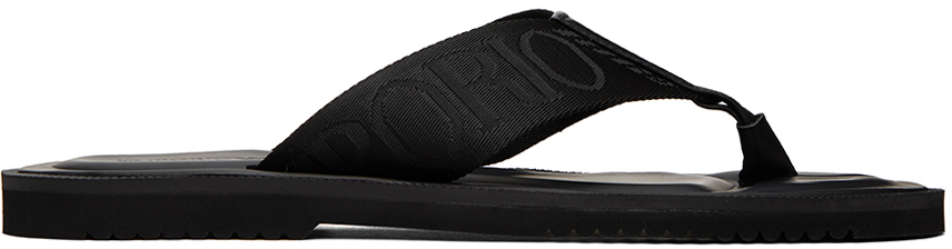 Emporio Armani Black Logo Tape Sandals In Black+black