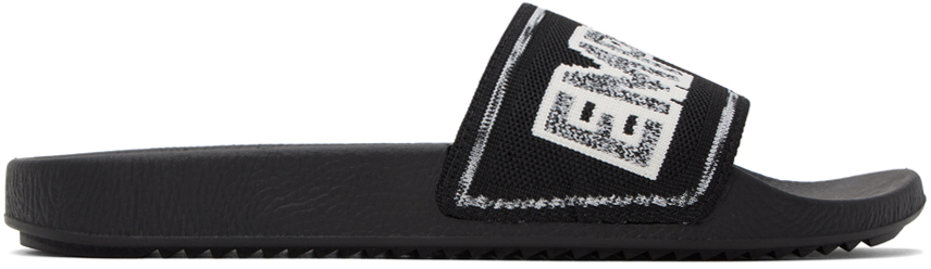 Emporio Armani Black Jacquard Sandals In Black+white