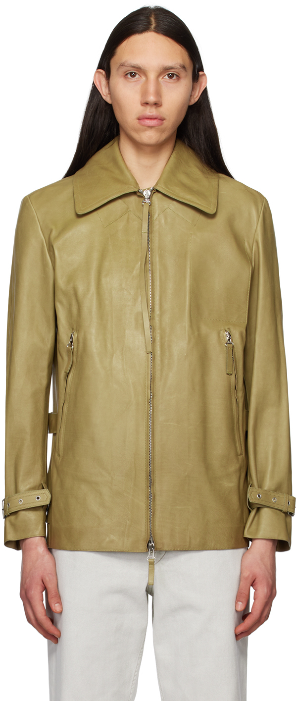 At.Kollektive: Khaki Kostas Murkudis Edition Leather Jacket | SSENSE Canada