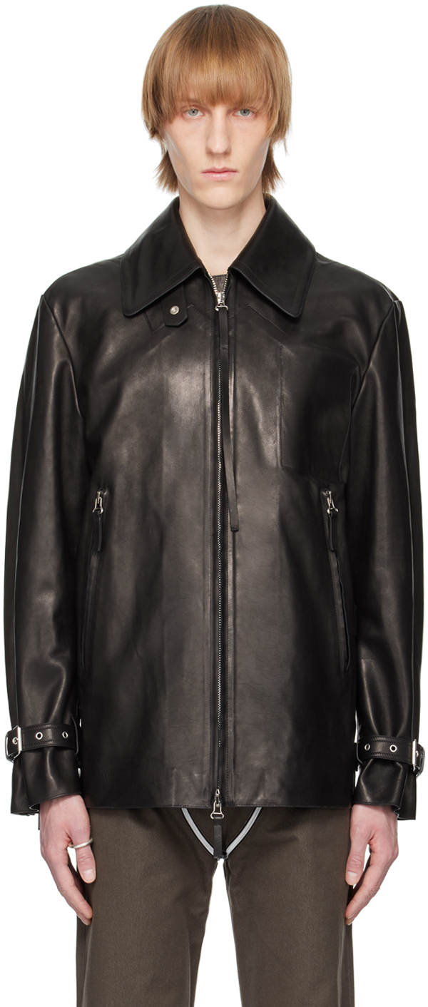Black Kostas Murkudis Edition Leather Jacket by ECCO.kollektive on Sale