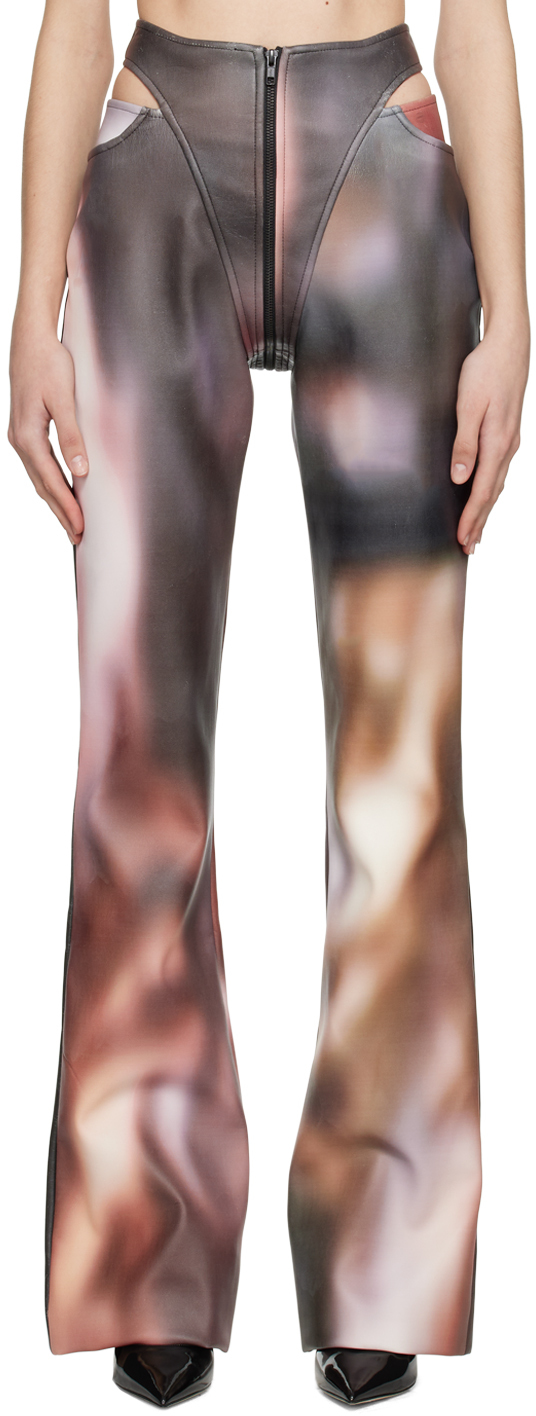 Multicolour Cutout Faux-Leather Trousers