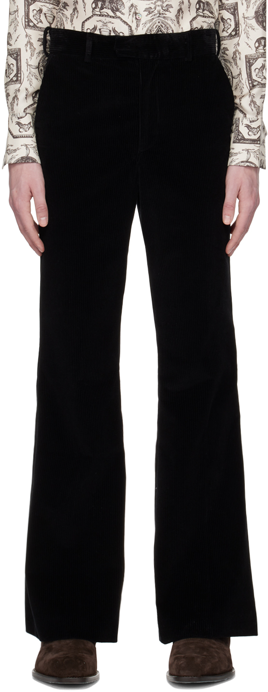 Black Flare Trousers by 73 LONDON on Sale