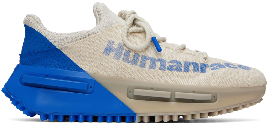 Adidas X Humanrace By Pharrell Williams Beige & Blue Nmd S1 Mahbs Sneakers In Alumina/light Brown/