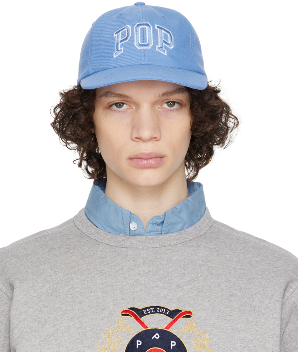 Pop Trading Company Embroidered-logo Cap In Blue Shadow