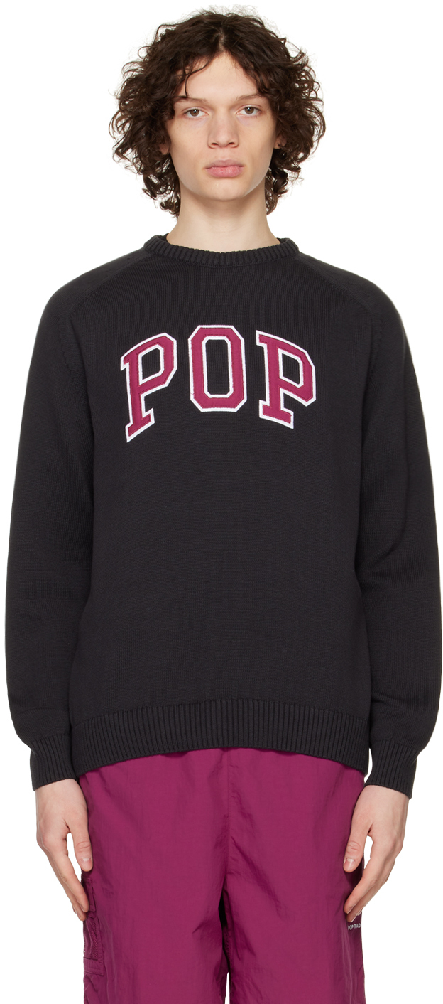 Pop Trading Company Gray Arch Sweater In Black