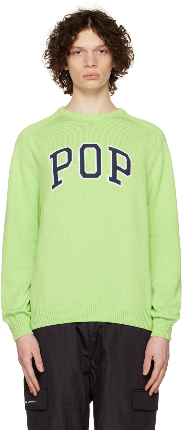 Pop Trading Company Green Arch Sweater In Jade Lime
