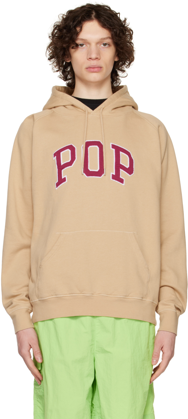 Pop Trading Company Tan Arch Hoodie In Sesame