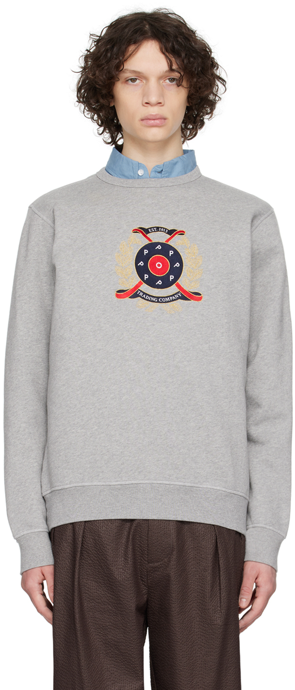 Shop Pop Trading Company Gray Royal Sweatshirt In Heather Grey