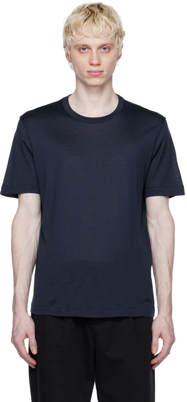 Brioni Navy Embroidered T-Shirt