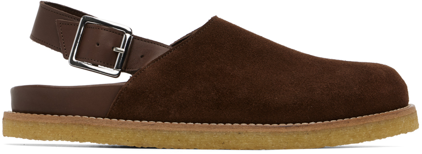 Vinny's Brown Strapped Mules In Brown Suede
