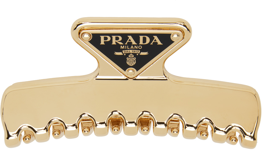 Prada Triangular Claw Clip Hair Accessory In Gold