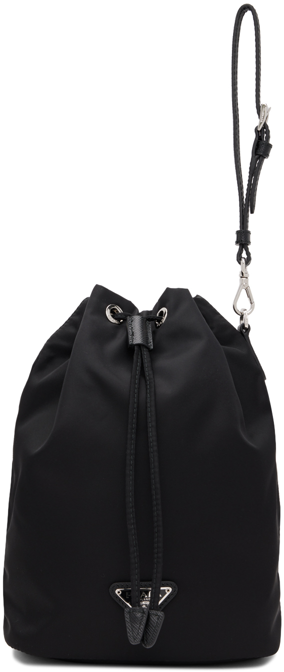 Prada: Black Drawstring Re-Nylon Clutch | SSENSE