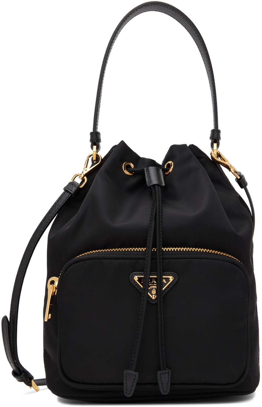 Prada: Black Duet Re-Nylon Shoulder Bag | SSENSE