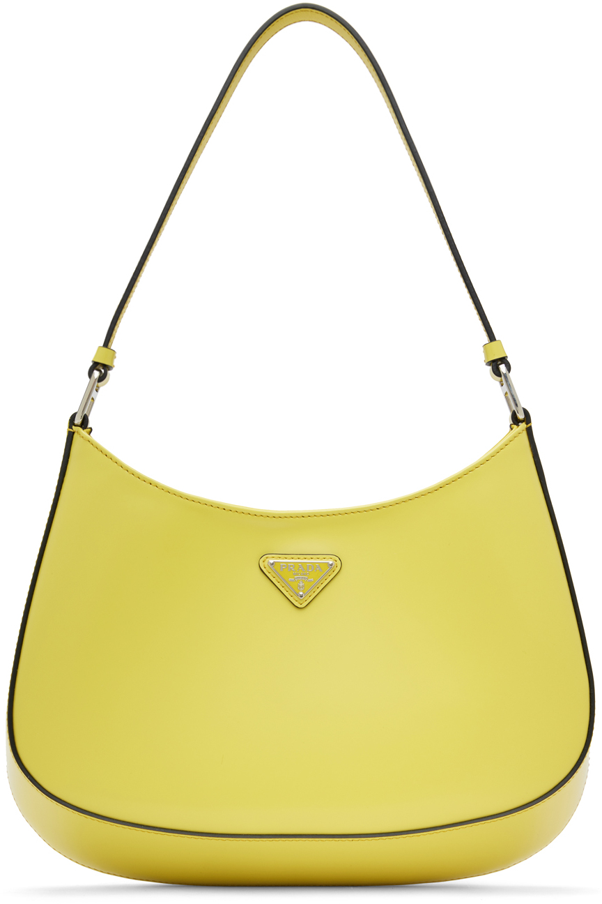 Prada Logo Plaque Crossbody Bag in Yellow