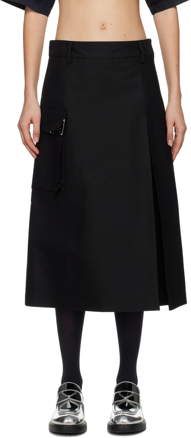 Prada Logo Midi Skirt In Schwarz