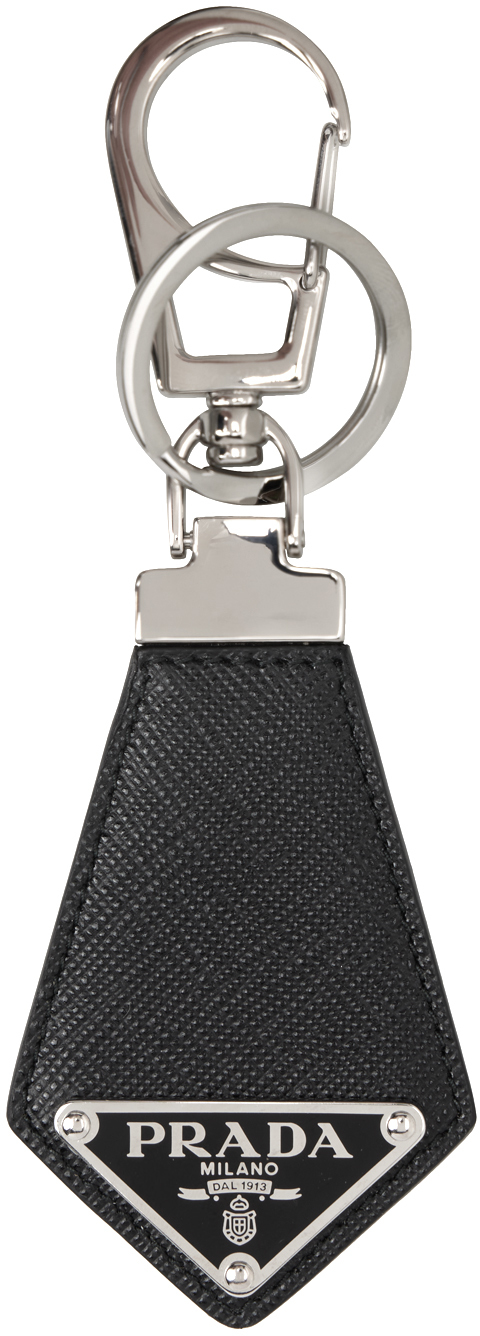 Prada: Black Leather Keychain | SSENSE