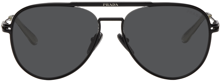 Prada Black Aviator Sunglasses Ssense 8641