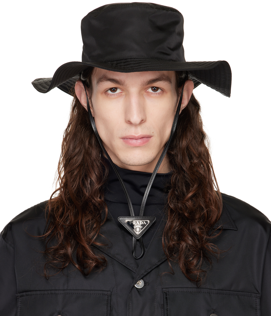 Prada Recycled Nylon Re-nylon Hat In Black