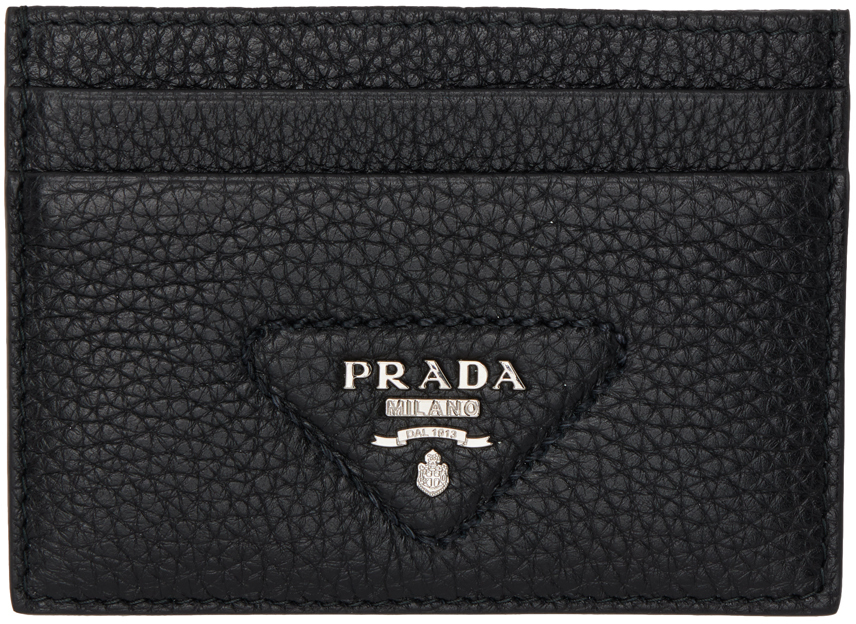 Prada: Black Hardware Card Holder | SSENSE Canada