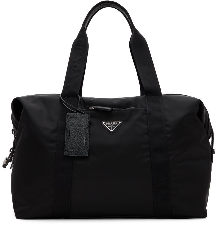 Prada: Black Re-Nylon Duffle Bag | SSENSE Canada