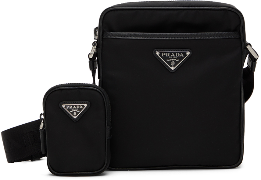 Prada Nylon Crossbody Bag With Detachable Logoed Accessory