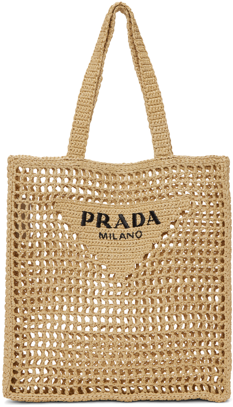 Prada: Tan Logo Tote | SSENSE UK