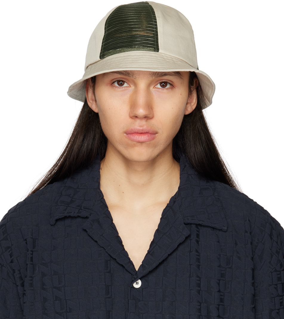 Khaki & Beige Paneled Bucket Hat